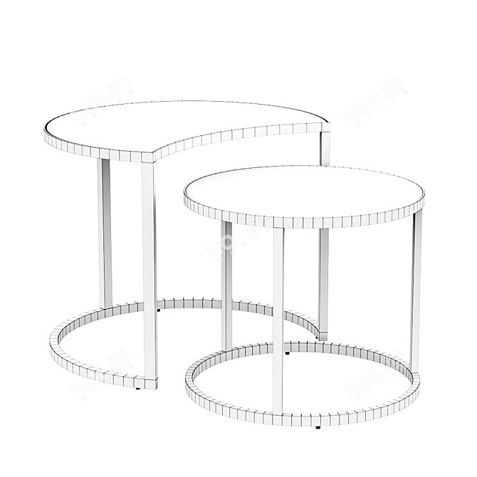 Modern Set of 2 Bast Side Tables 3D model image 2