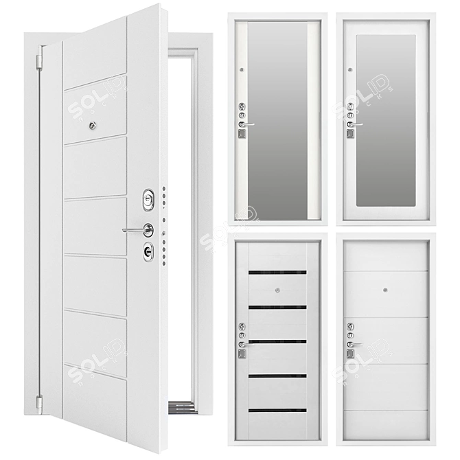 Sigma Luxe White - Elegant Steel Apartment Door 3D model image 1