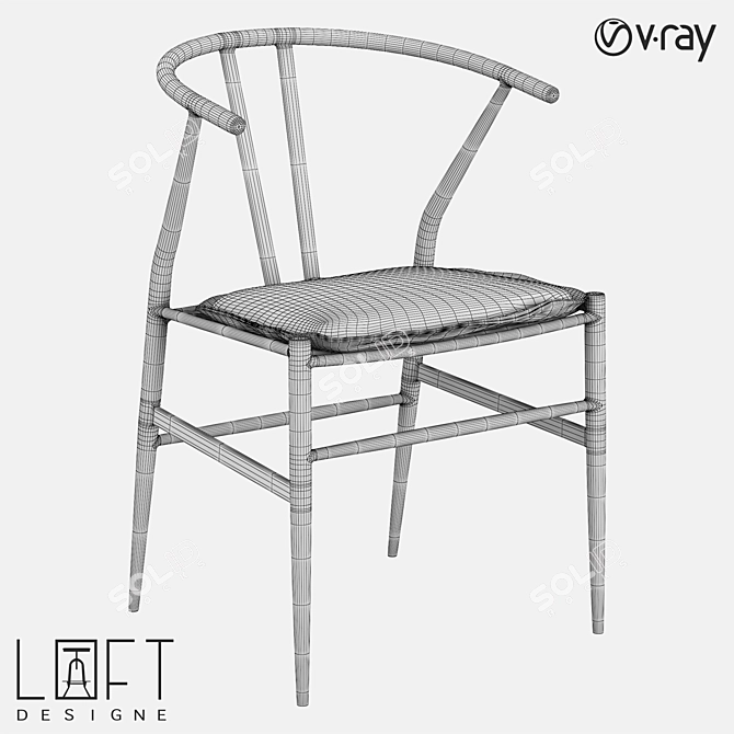 Stylish Metal and Leather Chair 3D model image 2