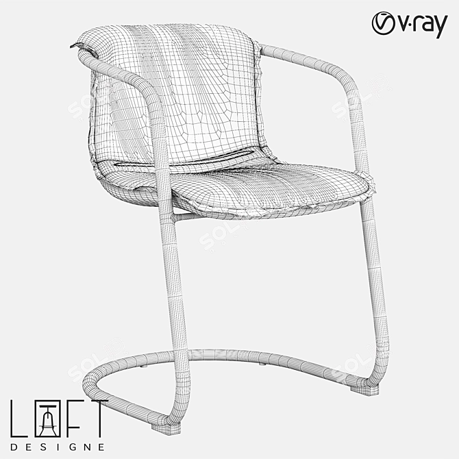 Sleek Metal Leather Chair 3D model image 2