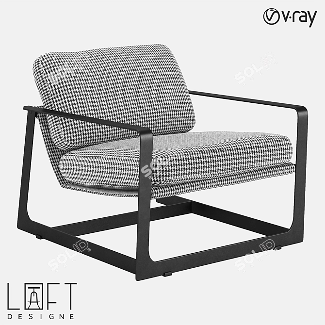 Elegant Metal & Fabric Armchair | LoftDesigne 3D model image 1