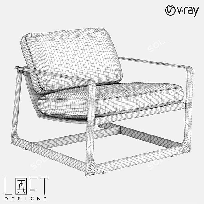 Elegant Metal & Fabric Armchair | LoftDesigne 3D model image 2