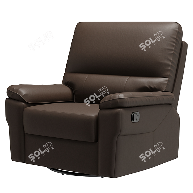 Imola Black Leather Reclining Swivel Armchair 3D model image 1