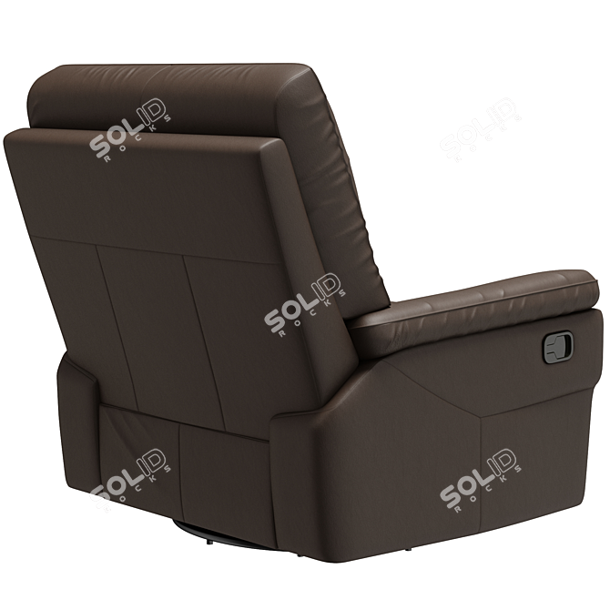 Imola Black Leather Reclining Swivel Armchair 3D model image 2