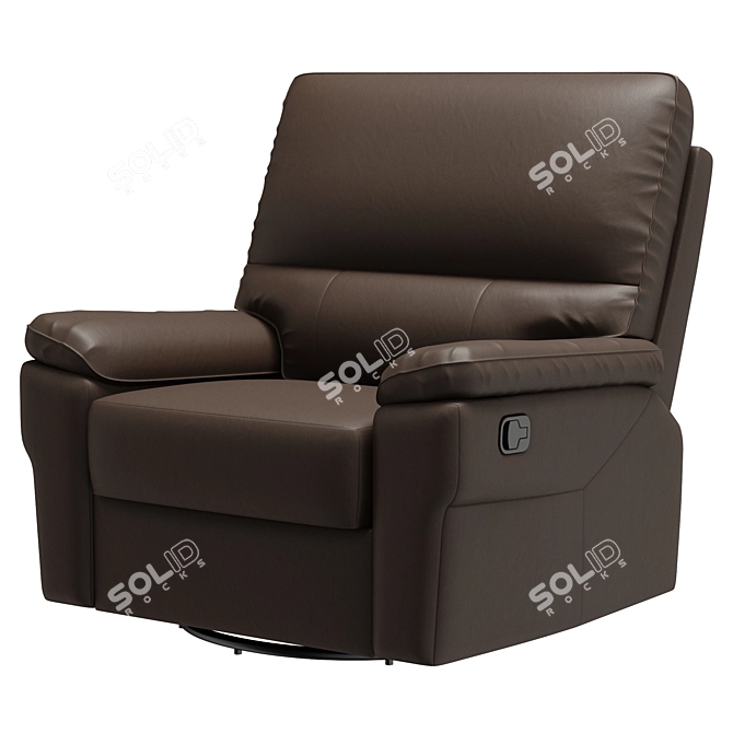 Imola Black Leather Reclining Swivel Armchair 3D model image 4