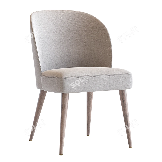 Elegant Wood and Upholstered Chair 3D model image 2