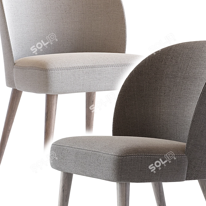 Elegant Wood and Upholstered Chair 3D model image 4