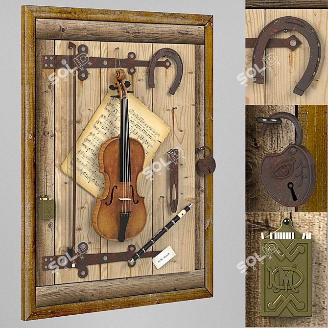 Melodic Melodies: Violin and Music Panel 3D model image 2