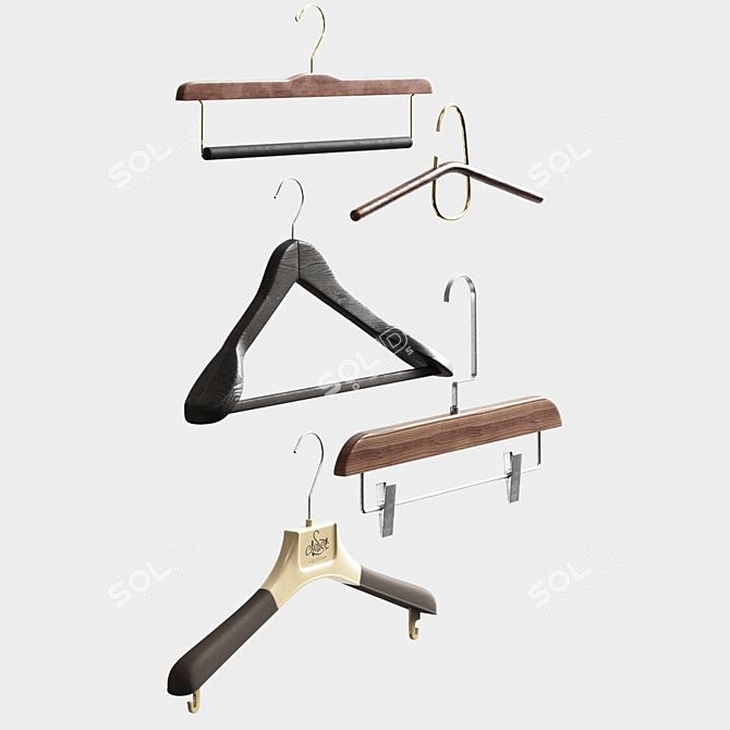 Premium Set of 5 Hangers 3D model image 3