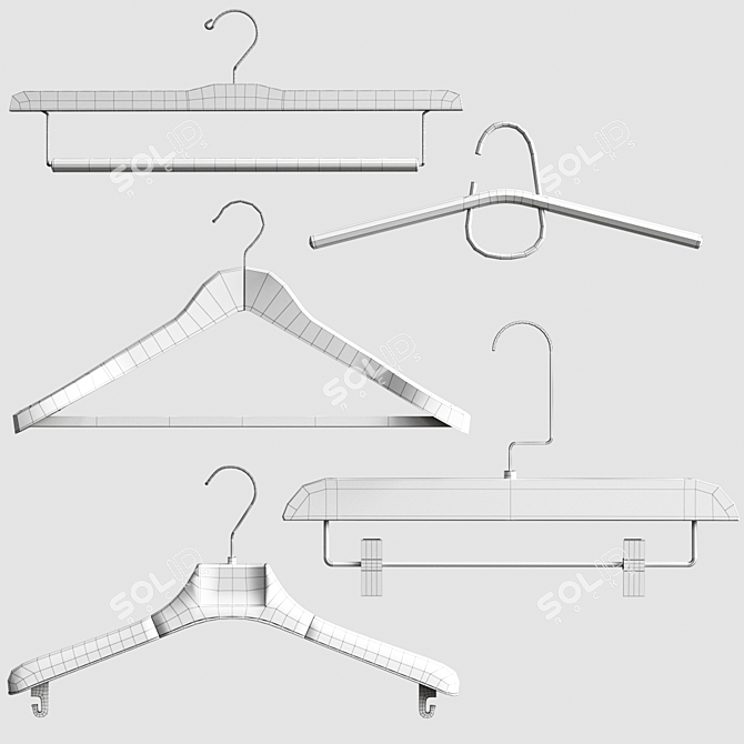 Premium Set of 5 Hangers 3D model image 5