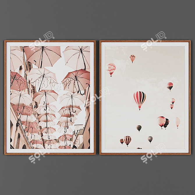 Wooden Frame Picture Set 3D model image 1