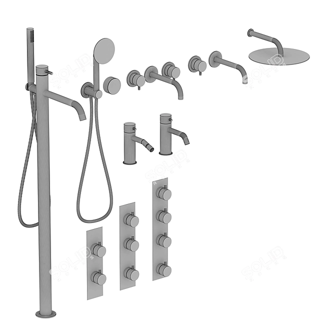 Quadro Set 2: High-quality Plumbing Mixers 3D model image 5