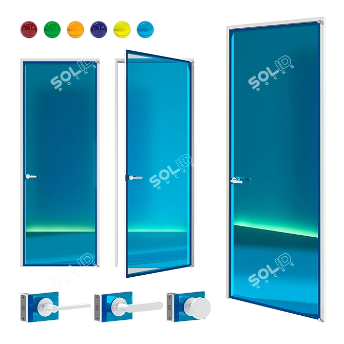 Aladin Swing Plain 01 - Exquisite Glass Doors by Glas Italia 3D model image 1