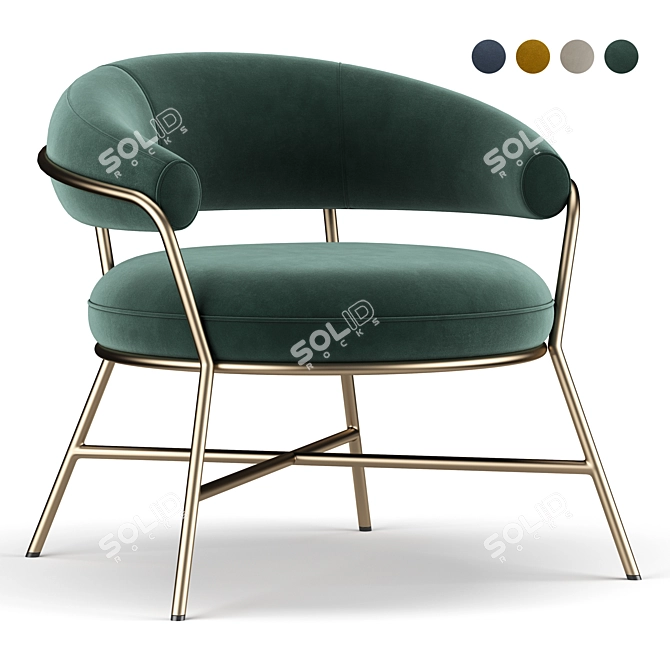 Cozy Curved Armchair 3D model image 1