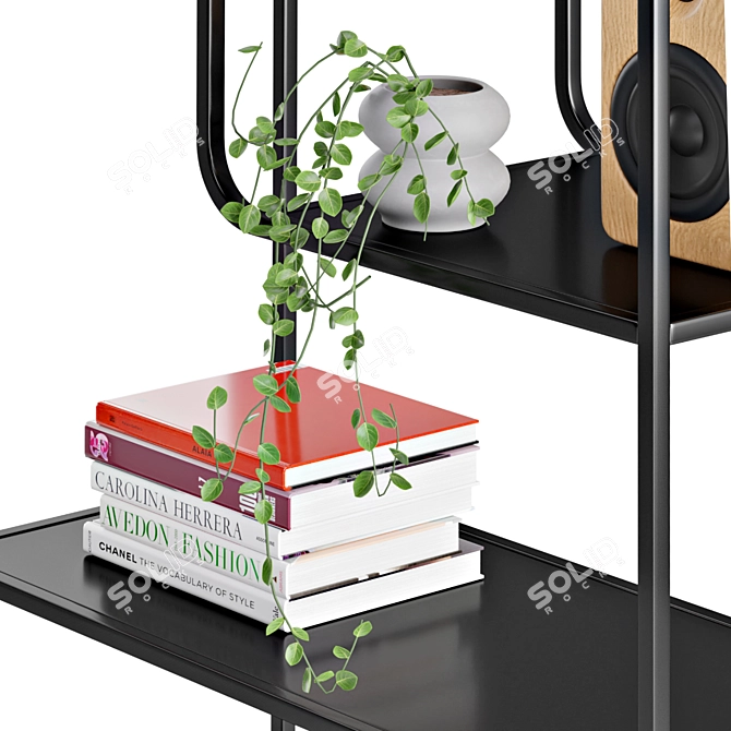 Vintage-Inspired Metal Bookcase 3D model image 4