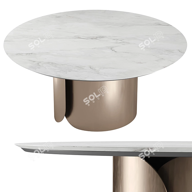 Olivya Stone Round Dining Table with Aural Design 3D model image 3