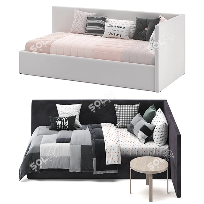 WoodNotes Corner Bed: Modern and Functional 3D model image 3