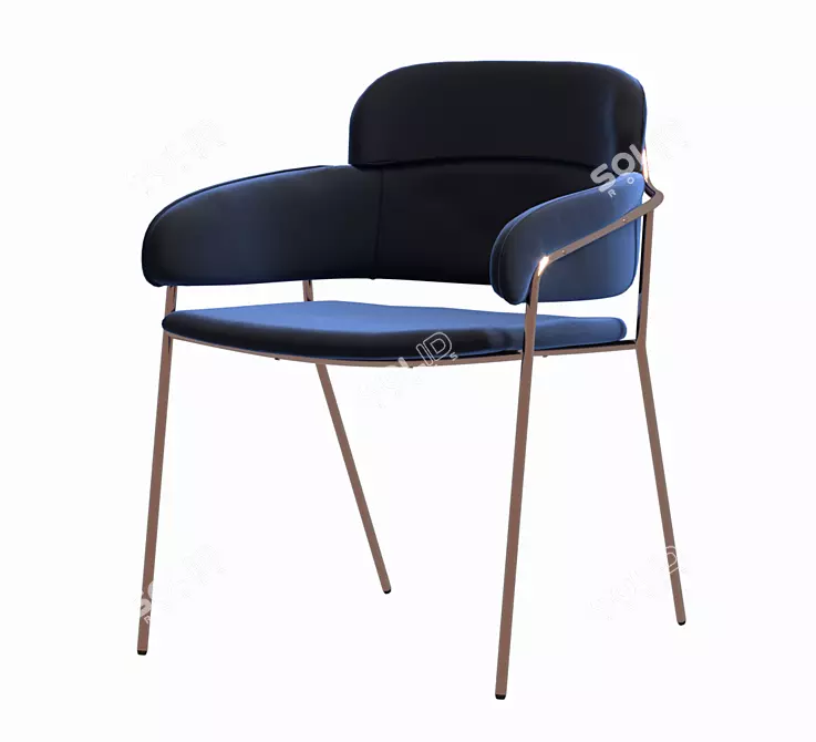 Elegant Velvet Metal Chair 3D model image 1