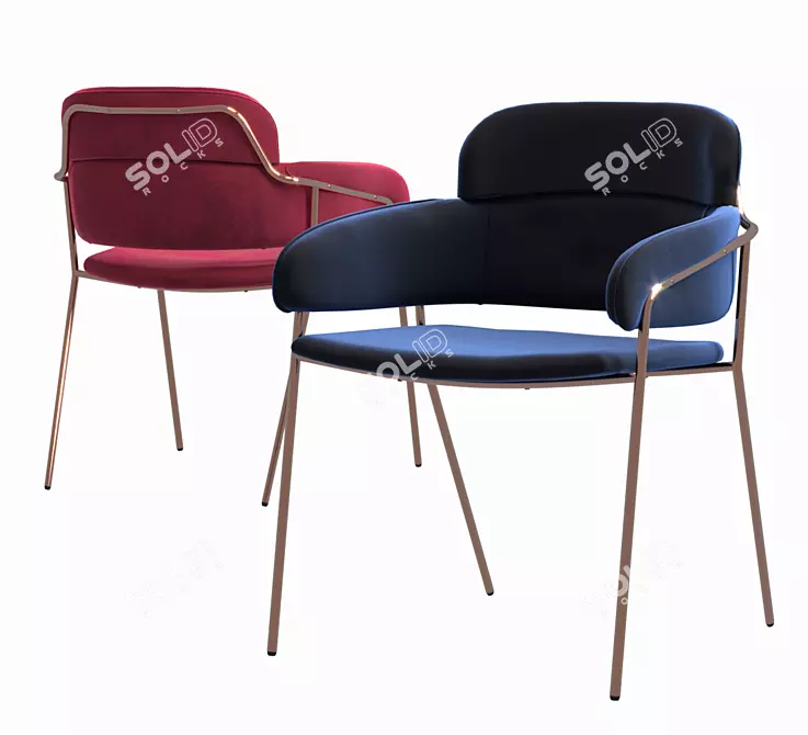 Elegant Velvet Metal Chair 3D model image 2