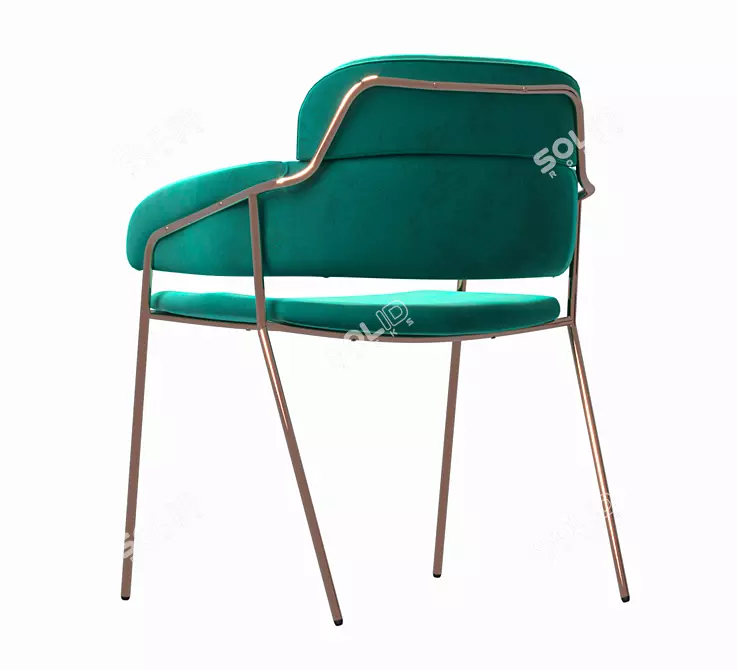 Elegant Velvet Metal Chair 3D model image 3