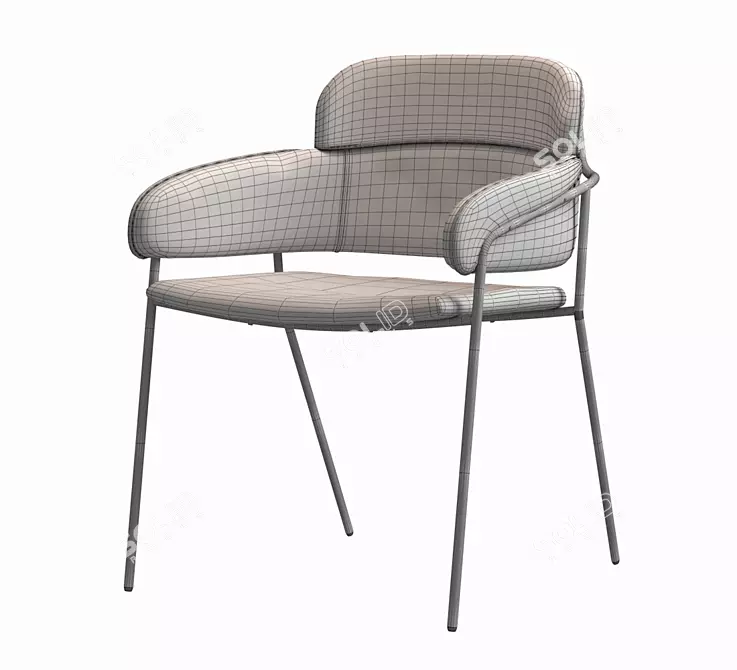 Elegant Velvet Metal Chair 3D model image 4