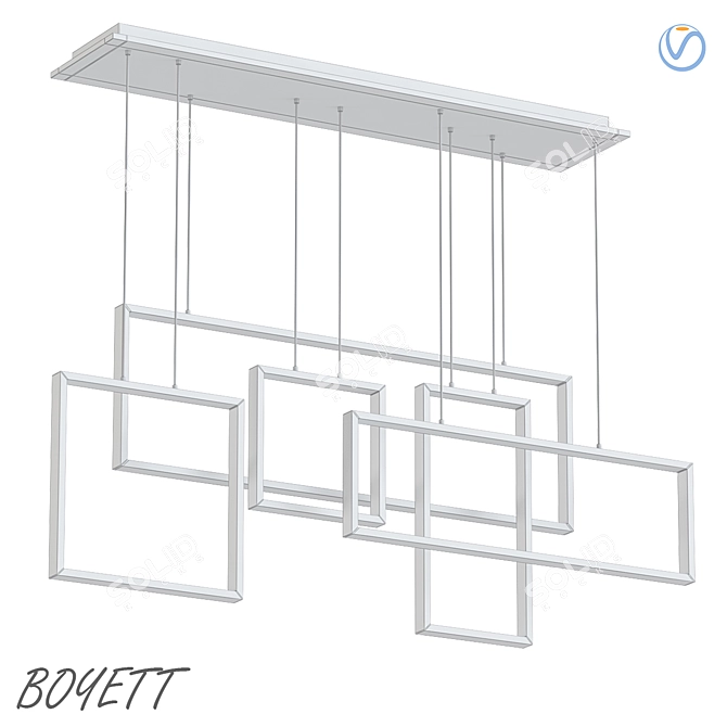 Modern LED Geometric Chandelier 3D model image 2