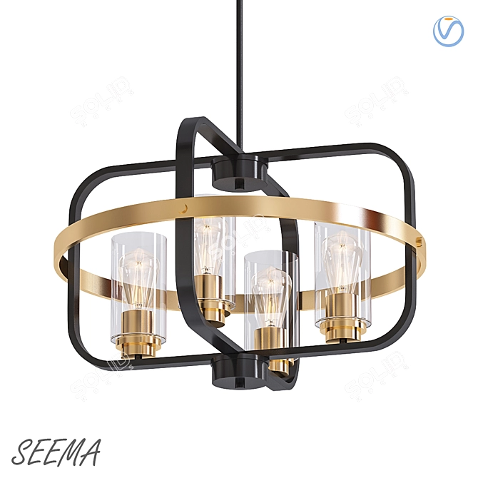 Seema 5-Light Geometric Chandelier 3D model image 1