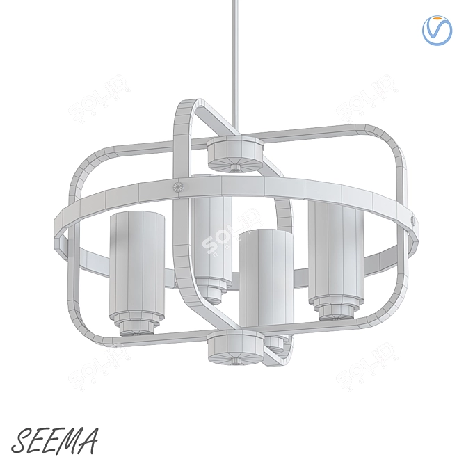 Seema 5-Light Geometric Chandelier 3D model image 2