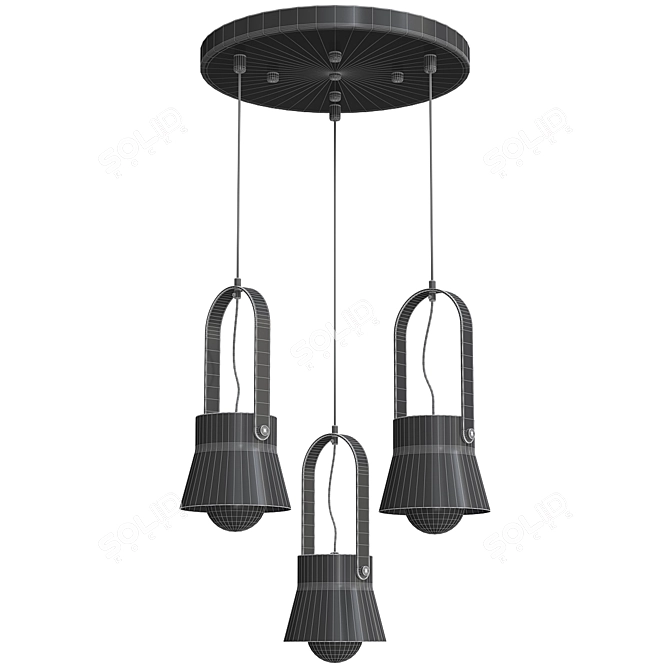 Anzazo Clutch Trio: Sleek and Stylish Pendant Lighting 3D model image 3