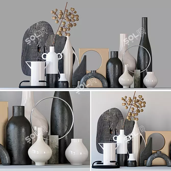 Elegant Vase Set: Perfect for Decoration 3D model image 1