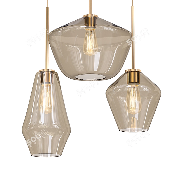 Elegant Glass Pendant Light 3D model image 1