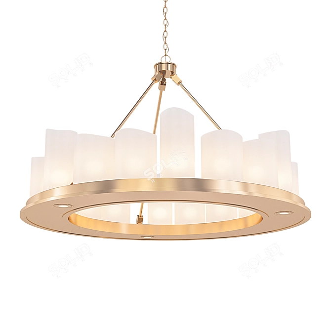 Elegant Brass LED Candle Chandelier 3D model image 1