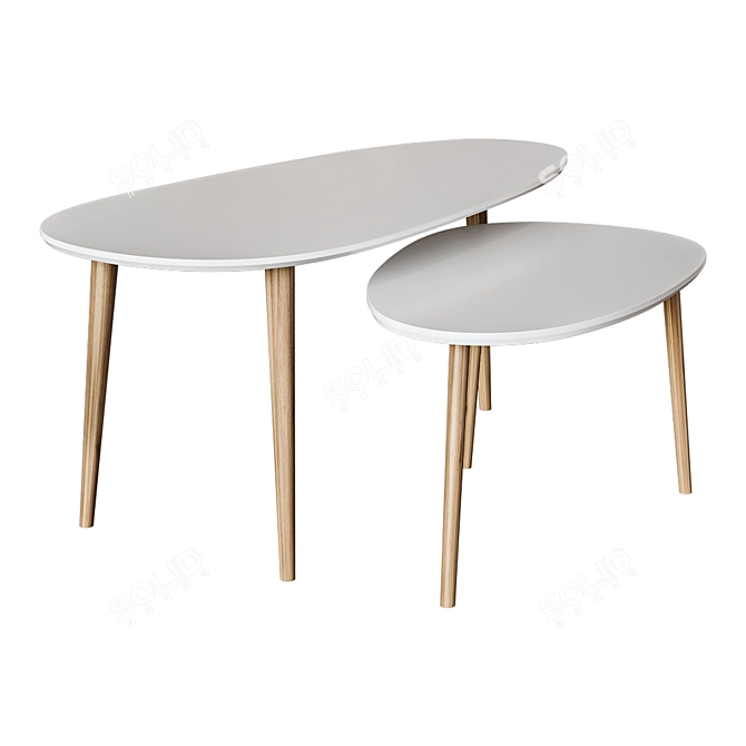 Sleek Brick Duo: Modern Designer Coffee Tables 3D model image 1