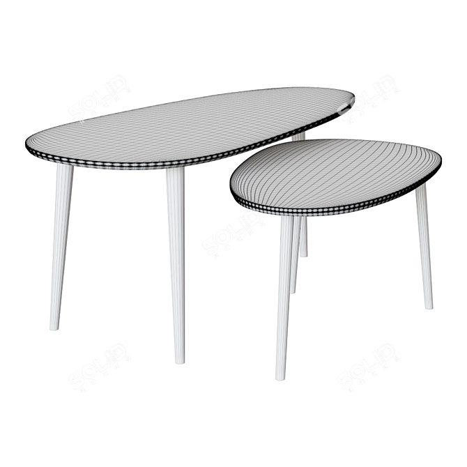 Sleek Brick Duo: Modern Designer Coffee Tables 3D model image 2