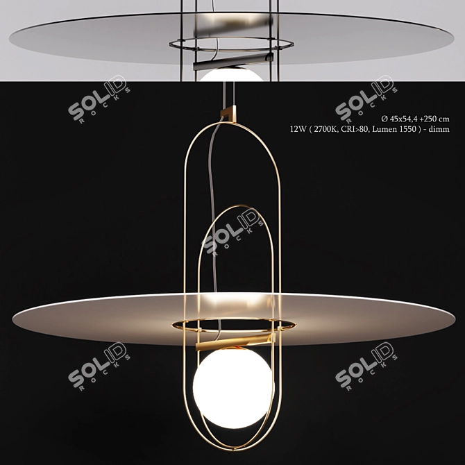 Elegant Italian Blown Glass Pendant: FontanaArte SETAREH 3D model image 1