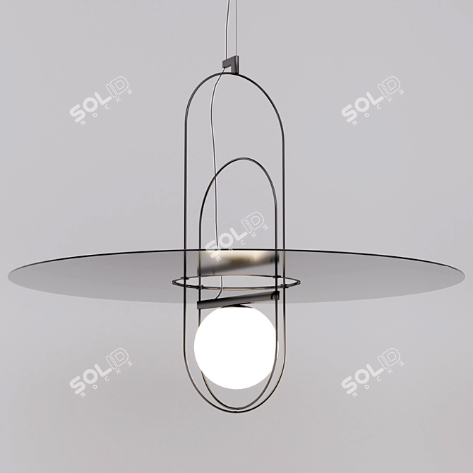 Elegant Italian Blown Glass Pendant: FontanaArte SETAREH 3D model image 2