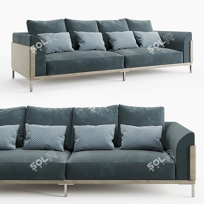 Elegant Vittoria Velvet Sofa 3D model image 1