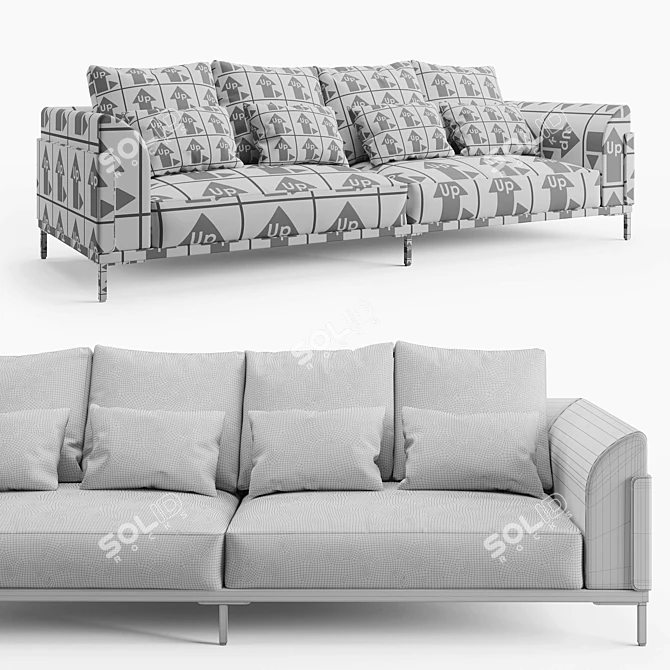 Elegant Vittoria Velvet Sofa 3D model image 4