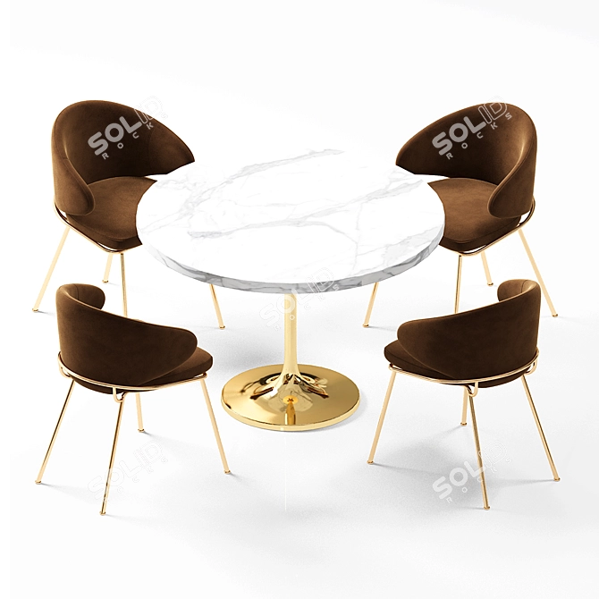 Elegant Kinley Dining Set 3D model image 2