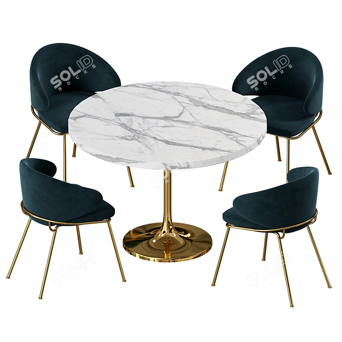 Elegant Kinley Dining Set 3D model image 9