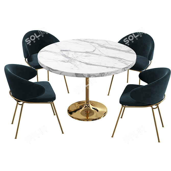 Elegant Kinley Dining Set 3D model image 13