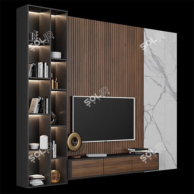 Sleek TV Stand: Ready for Visualizations 3D model image 2