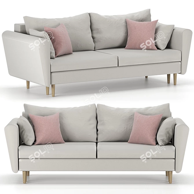 Fred: Stylish Straight Sofa 3D model image 1