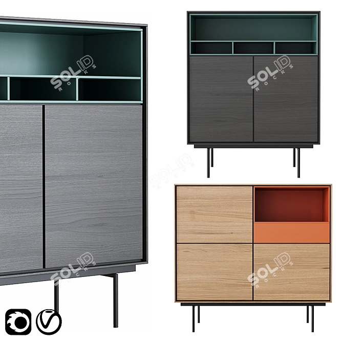 Modern Minimalist Aura High Sideboards 3D model image 1