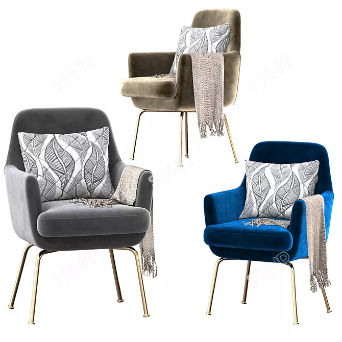 Title: Vienna Velvet Celine Armchair 3D model image 2