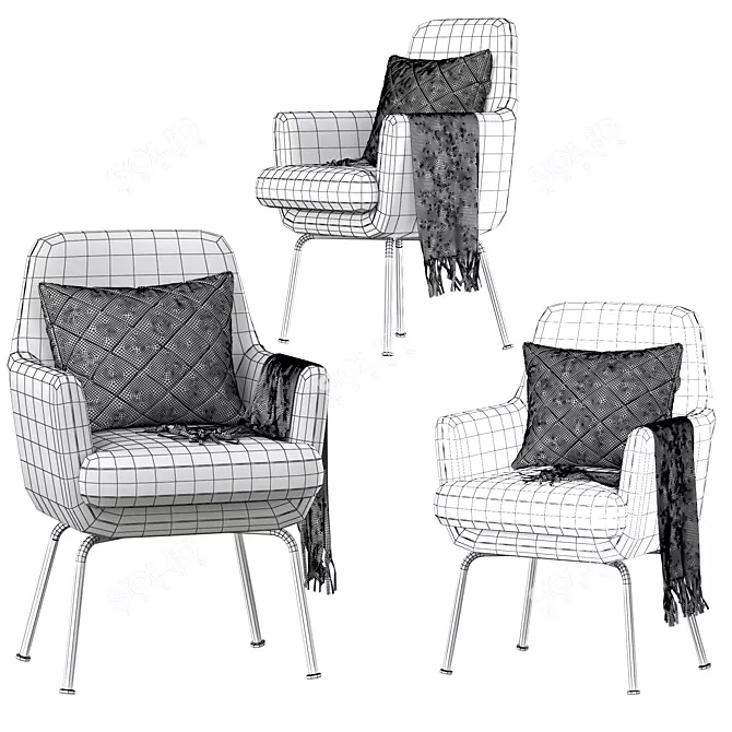 Title: Vienna Velvet Celine Armchair 3D model image 4