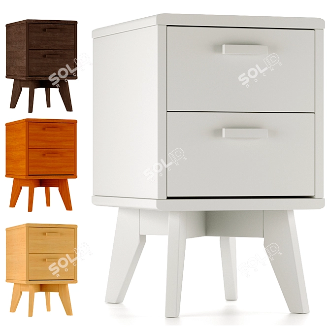 Scandinavian Style 2-Drawer Cabinet 3D model image 2