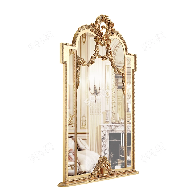 Antique Gold/Black Louis XVI Mirror 3D model image 2