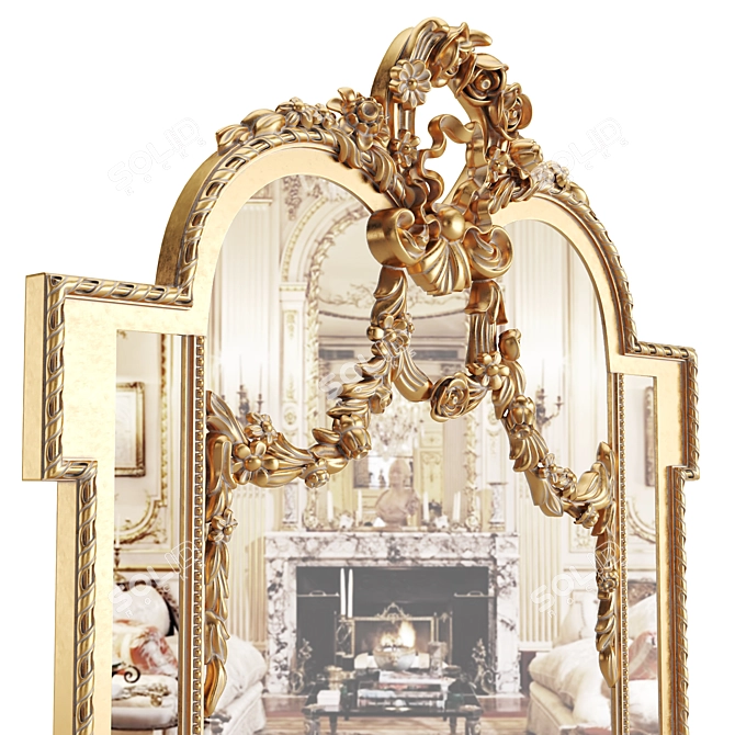 Antique Gold/Black Louis XVI Mirror 3D model image 3