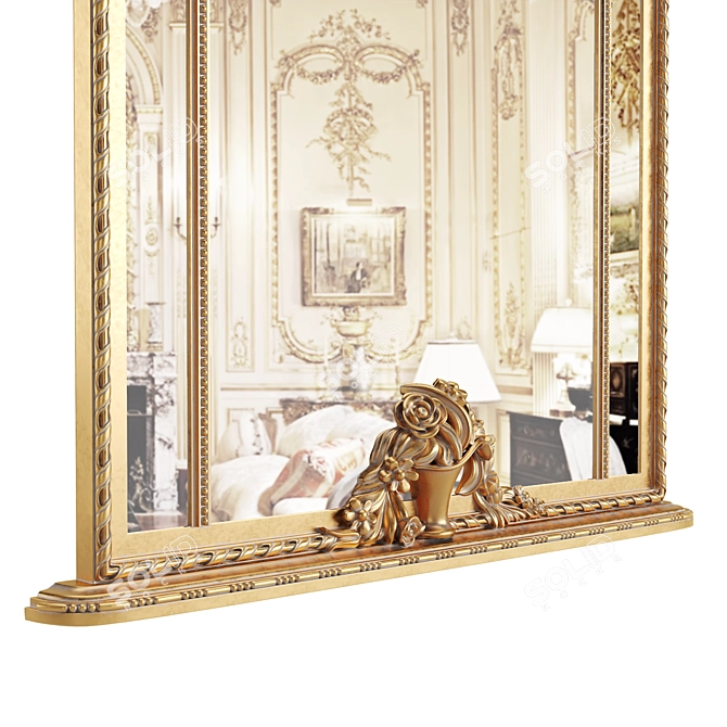 Antique Gold/Black Louis XVI Mirror 3D model image 4